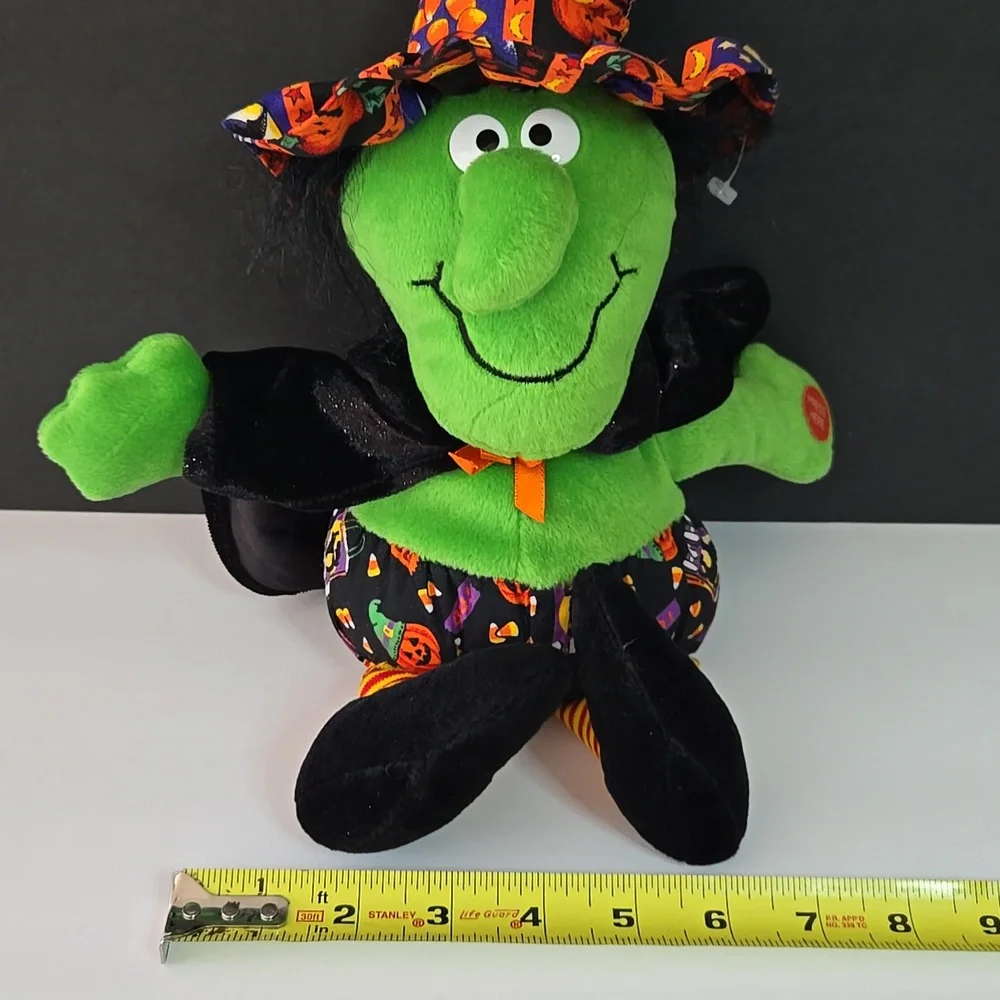 Animated Halloween Decor Green Witch Plush
